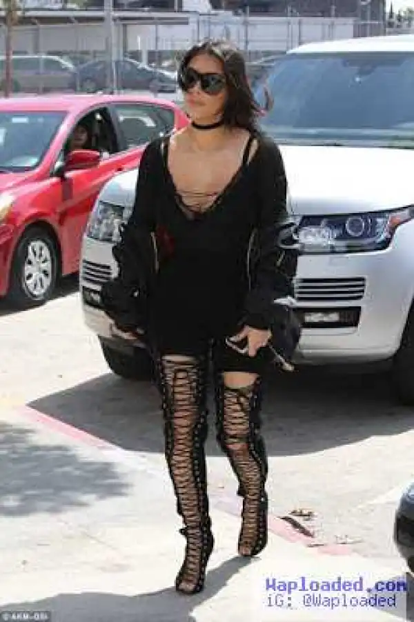 Photos: Kim K looks sexy in an all black ensemble